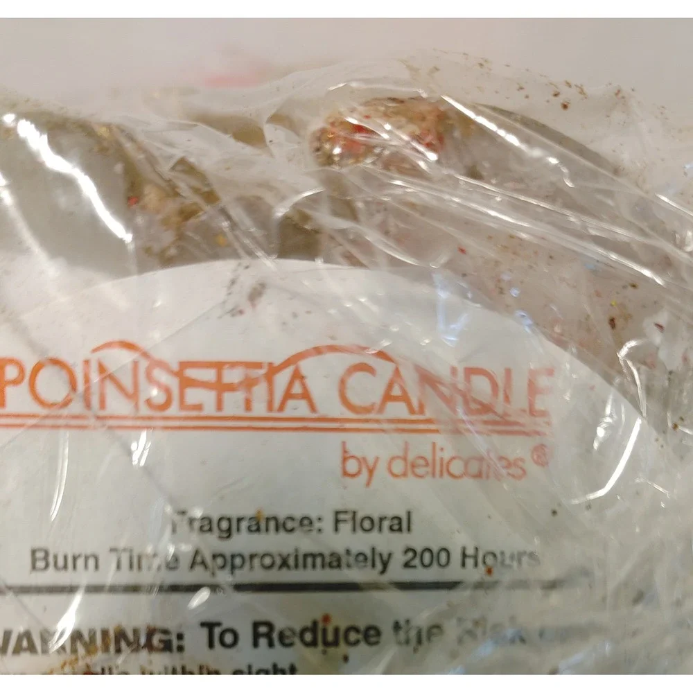 Delicates: (Large) Poinsettia 100% Wax Candle Arrangement Red Holiday Decor